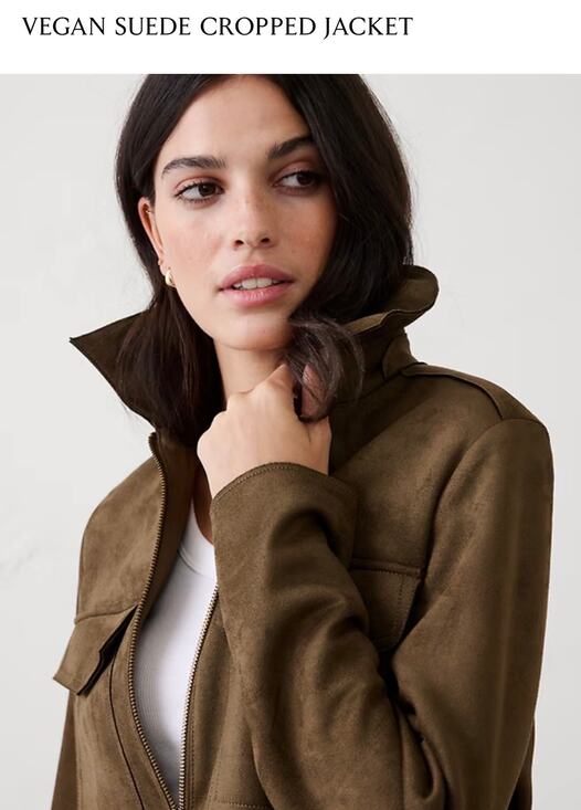 Banana Republic Factory Store Jackets & Blazers - Banana Republic Women’s Olive Vegan Suede cropped Jacket Size S NWT